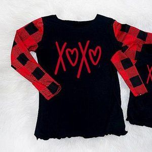 NWT  ❤️Black & Red Buffalo Check 'XOXO' Long-Sleeve Tee - 2X